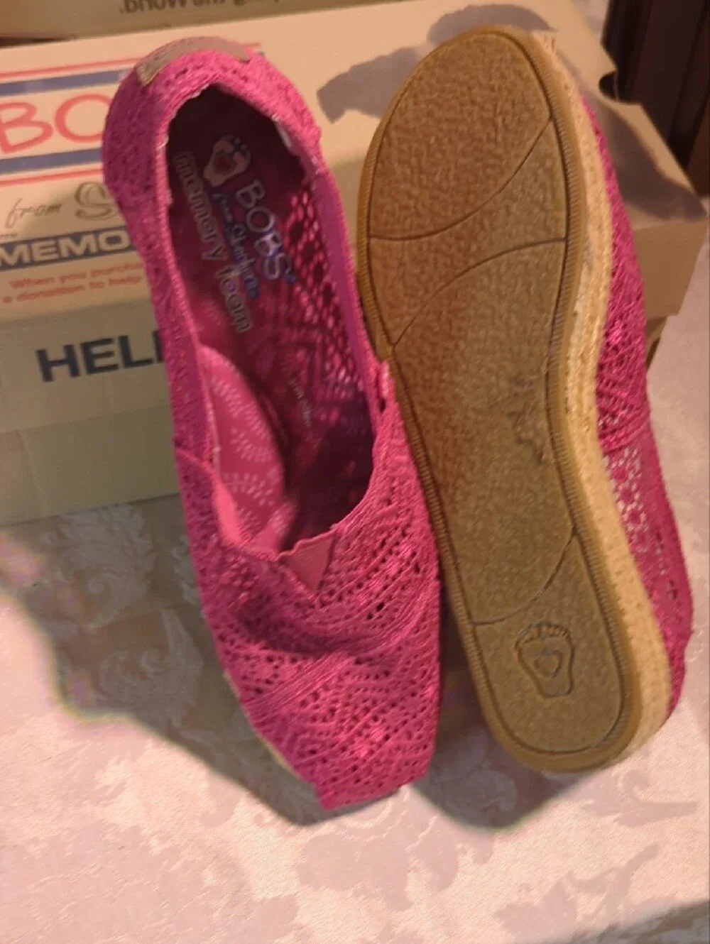 BOBS from Skechers Pink Crochet Espadrille Slip-On